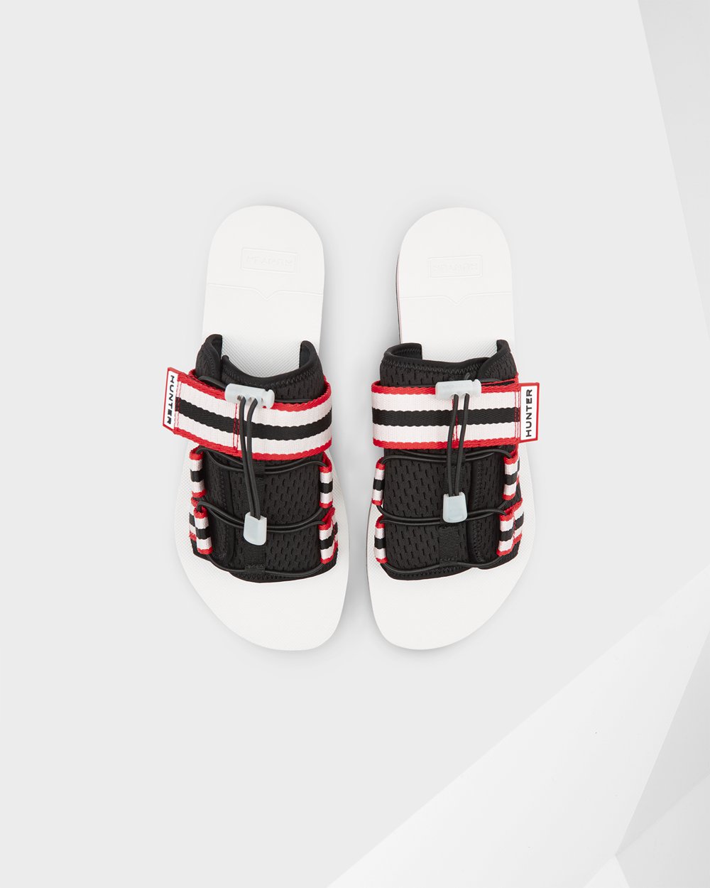 Mens Hunter Slides Black/White/Red - Original Beach - 0814967-OW